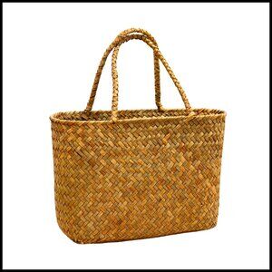 Seagrass Woven Tote Bag Natural Vintage Craftsmanship Lightweight Handheld